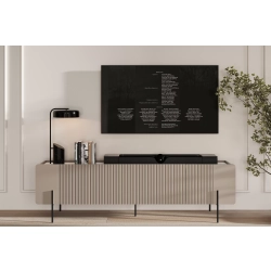 Szafka RTV Malmi 200 cm - kaszmir / crema bianca / czarne nóżki
